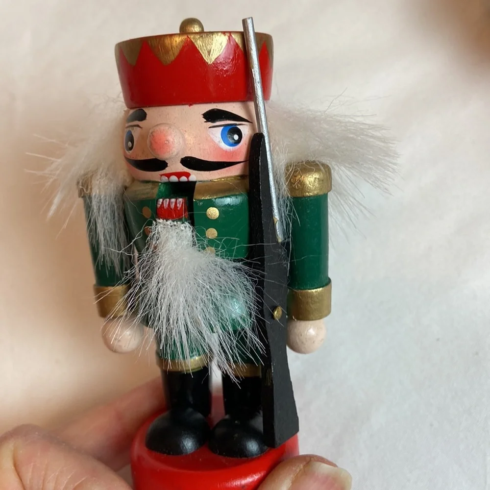 Box set of 5 short squatty army wooden nutcracker Holiday Christmas Decor
